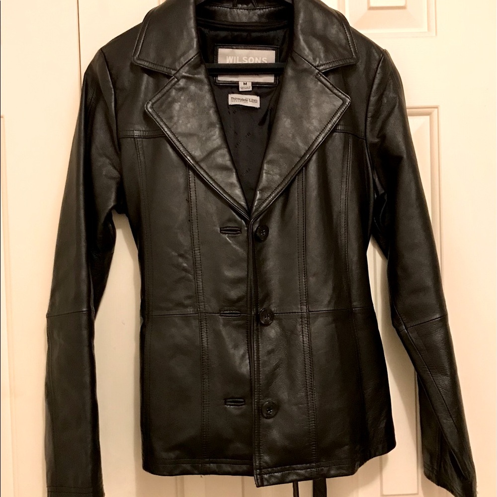 GU Wilson’s Leather Maxima Black Cropped Leather Blazer Size M Removable lining